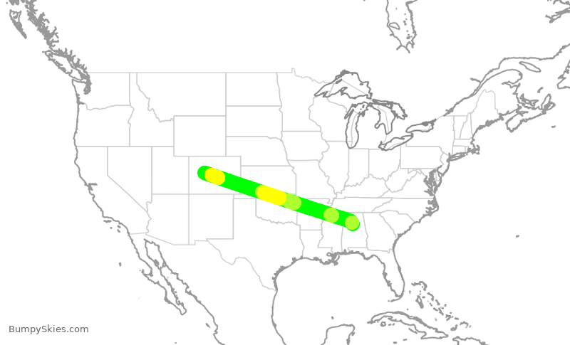 Turbulence forecast map for EJA506, BHM to ASE