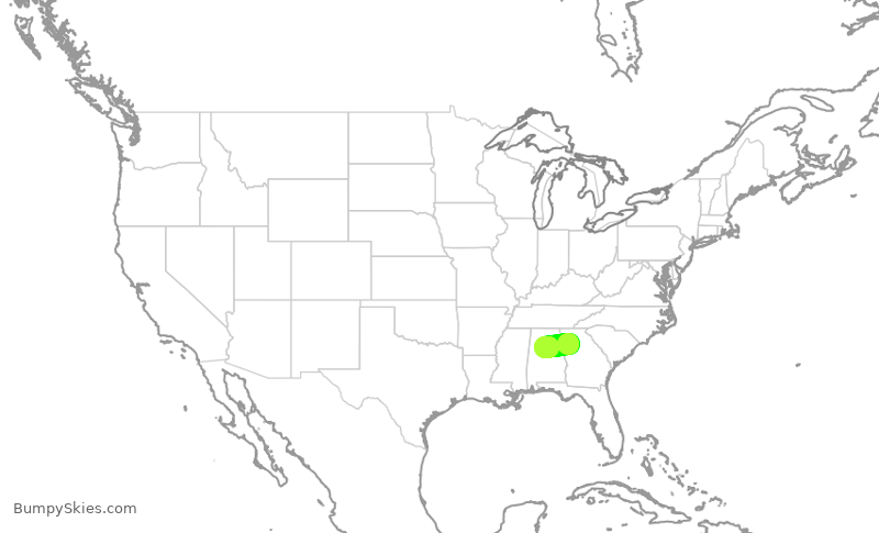 Turbulence forecast map for EJA506, FTY to BHM