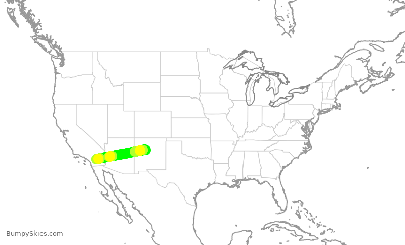 Turbulence forecast map for EJA508, ABQ to TRM