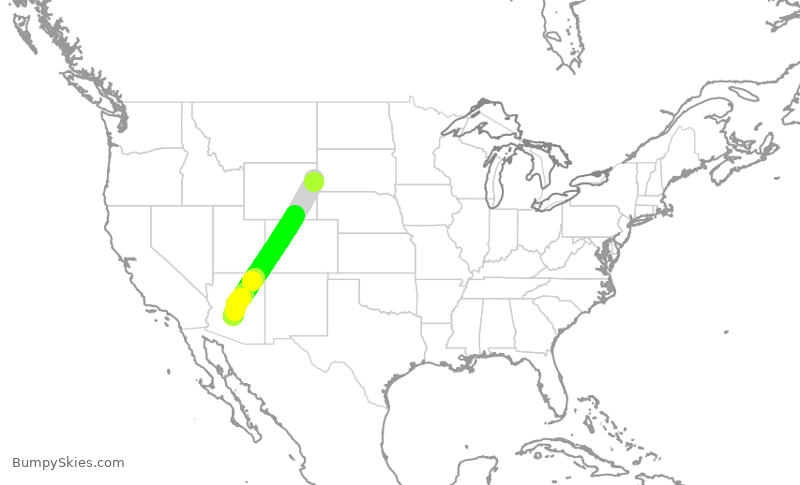 Turbulence forecast map for EJA509, KECS to SCF