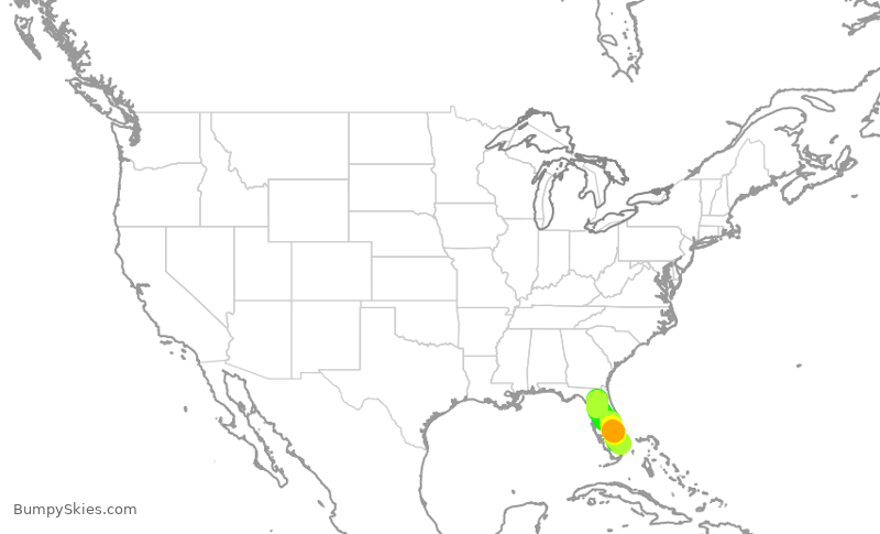 Turbulence forecast map for EJA512, FLL to GNV