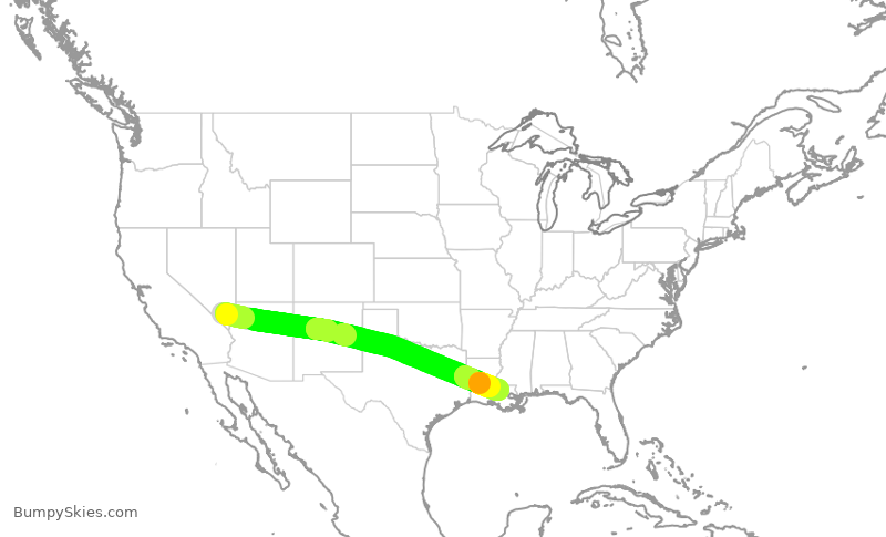 Turbulence forecast map for EJA512, LAS to BTR