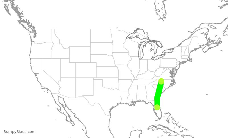 Turbulence forecast map for EJA513, ISM to GSO