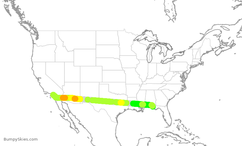 Turbulence forecast map for EJA513, SNA to ECP