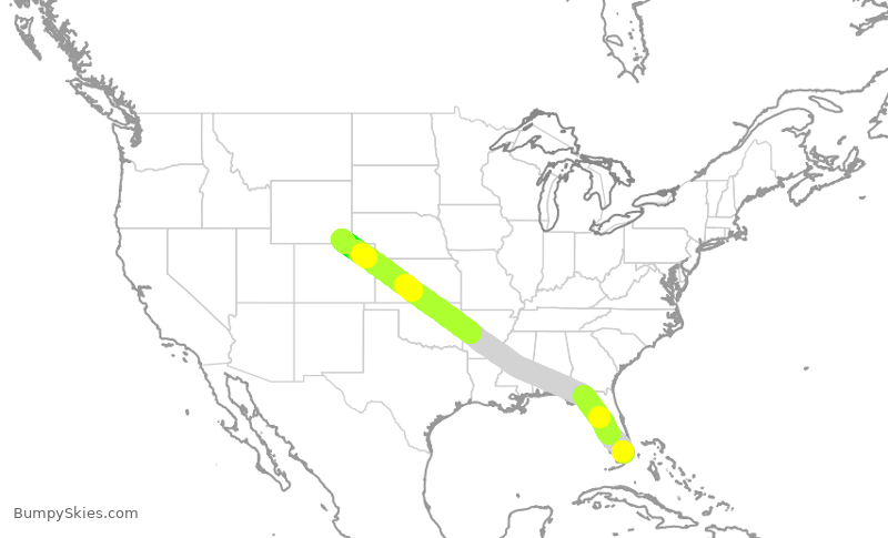 Turbulence forecast map for EJA514, MIA to CYS