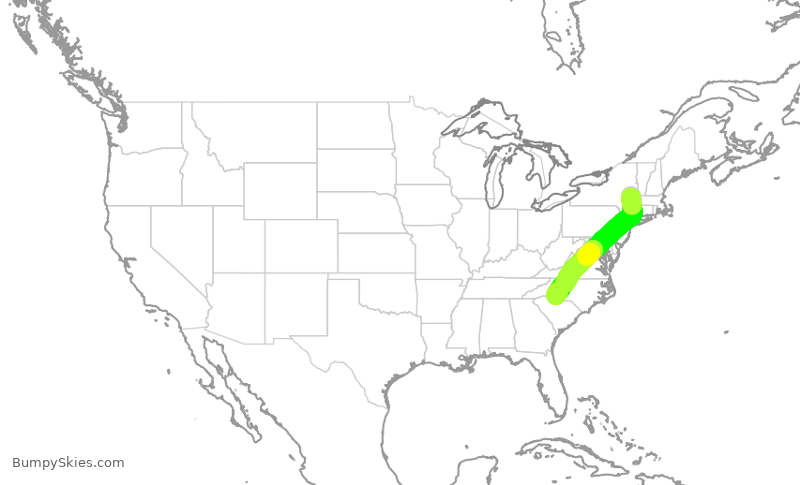 Turbulence forecast map for EJA518, ALB to CLT
