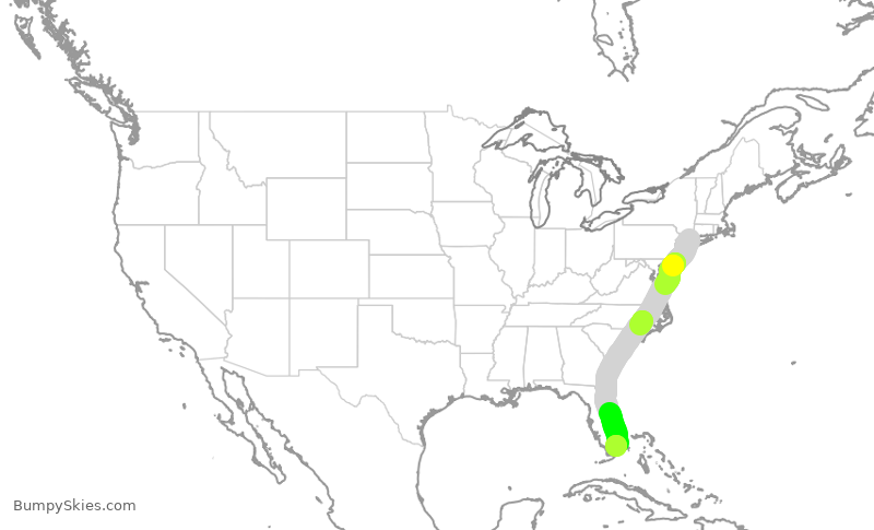 Turbulence forecast map for EJA518, HPN to MIA