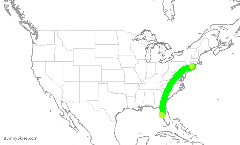 Turbulence forecast map for EJA520, ISP to PIE