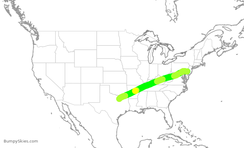 Turbulence forecast map for EJA524, PHL to DAL