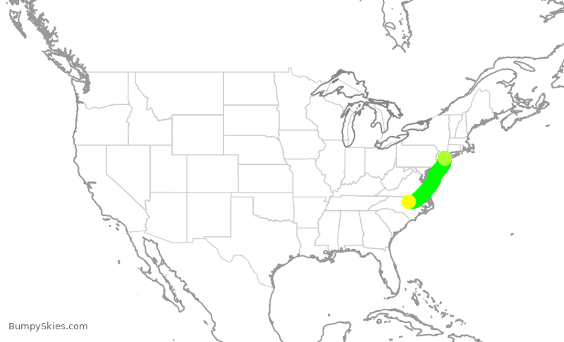 Turbulence forecast map for EJA527, RDU to JFK