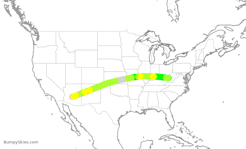 Turbulence forecast map for EJA531, SDL to CRW