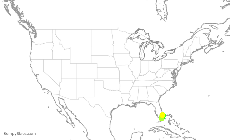 Turbulence forecast map for EJA532, PBI to TMB