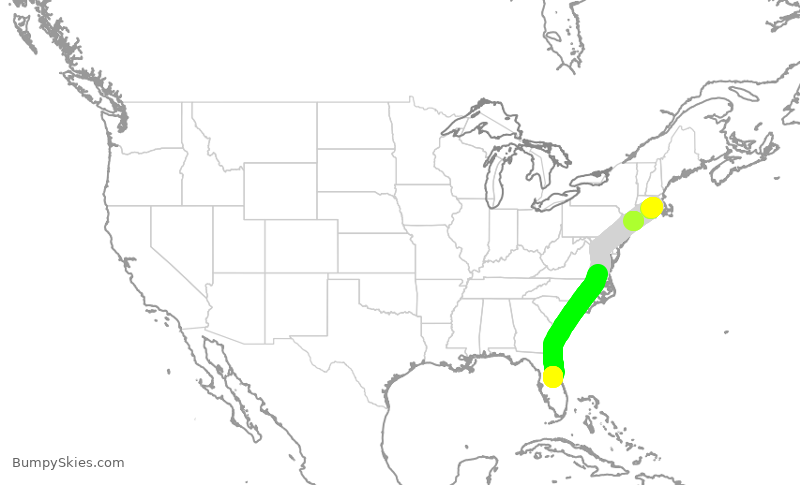 Turbulence forecast map for EJA533, SFZ to MCO