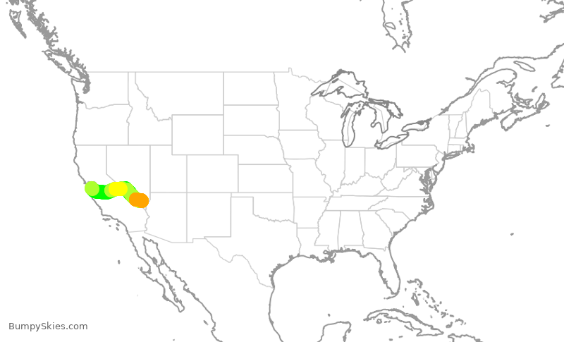 Turbulence forecast map for EJA539, SJC to LAS