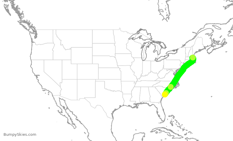 Turbulence forecast map for EJA543, BOS to CHS