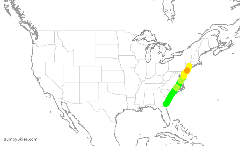 Turbulence forecast map for EJA547, HPN to SSI