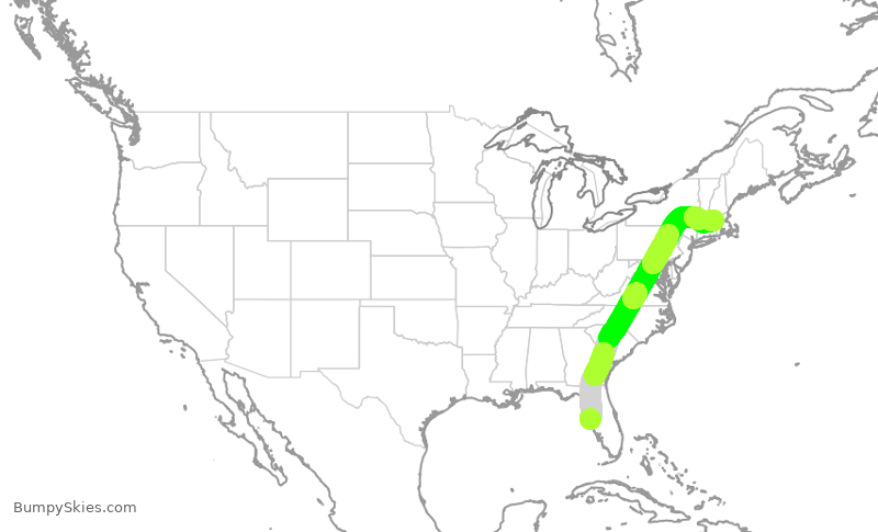 Turbulence forecast map for EJA547, PIE to ORH