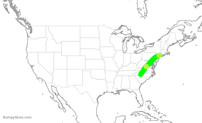 Turbulence forecast map for EJA550, HPN to CLT
