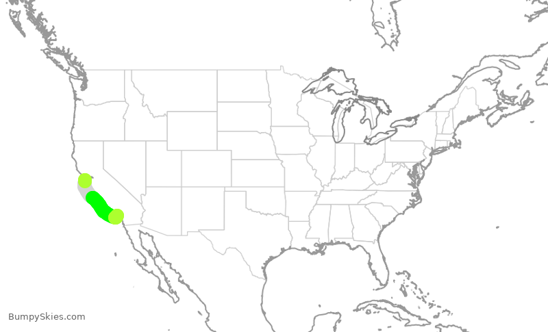 Turbulence forecast map for EJA554, SFO to SNA