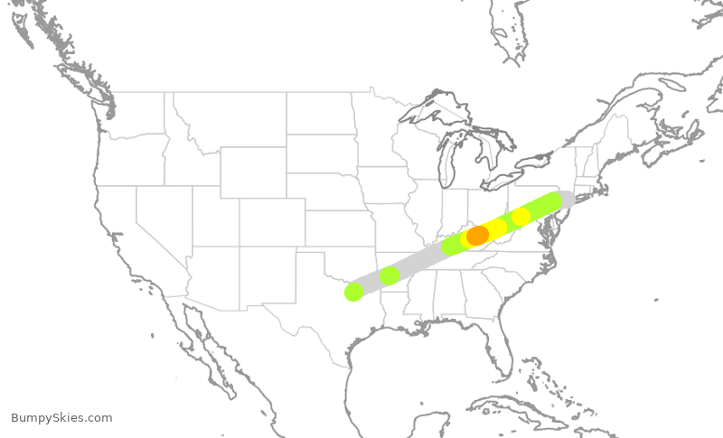 Turbulence forecast map for EJA561, TEB to DAL