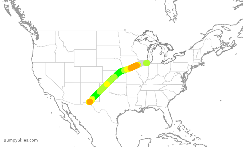 Turbulence forecast map for EJA570, MDW to ELP