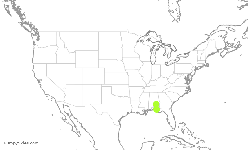 Turbulence forecast map for EJA571, TOI to ECP