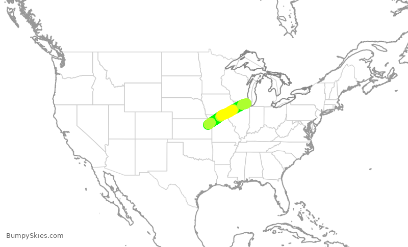Turbulence forecast map for EJA575, PWK to LWC