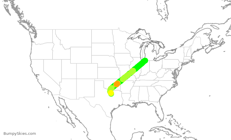 Turbulence forecast map for EJA576, EKI to FTW