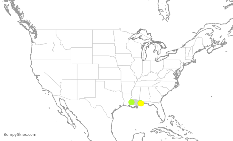 Turbulence forecast map for EJA577, BTR to GUF