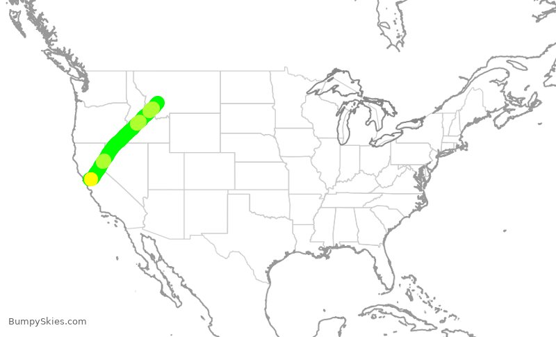 Turbulence forecast map for EJA579, CCR to BTM