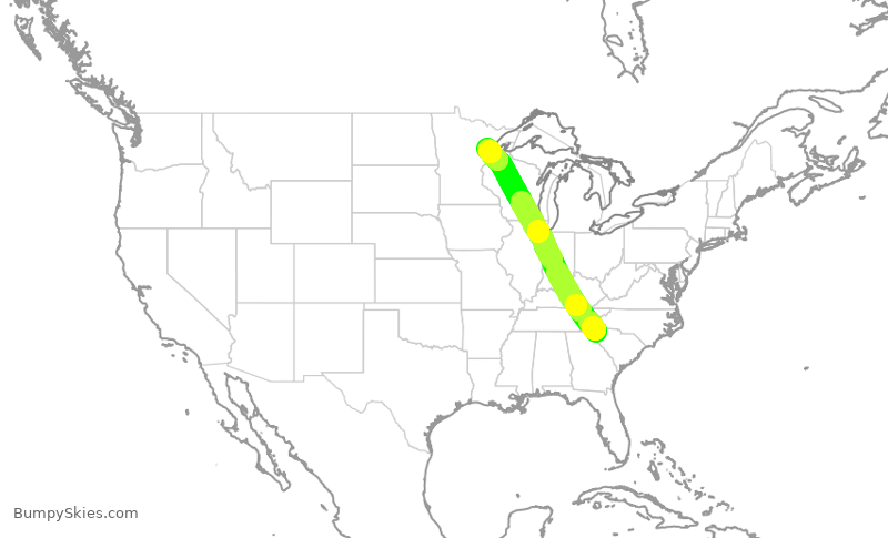 Turbulence forecast map for EJA580, KLQK to DLH