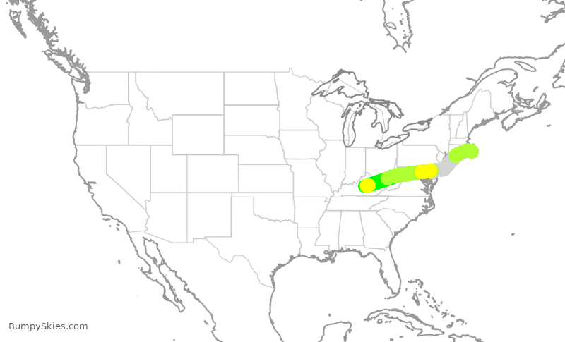 Turbulence forecast map for EJA583, ACK to KDVK
