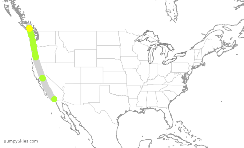 Turbulence forecast map for EJA585, SAN to YBL