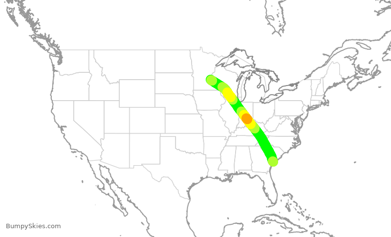 Turbulence forecast map for EJA591, HHH to STP