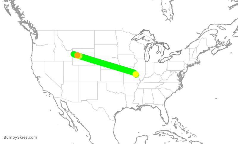 Turbulence forecast map for EJA593, STL to JAC