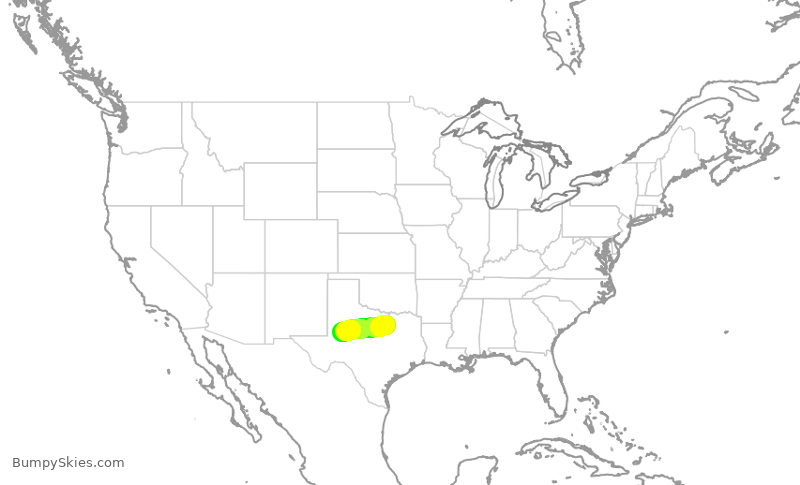 Turbulence forecast map for EJA594, FTW to BPG
