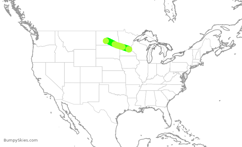 Turbulence forecast map for EJA598, MSP to BIS