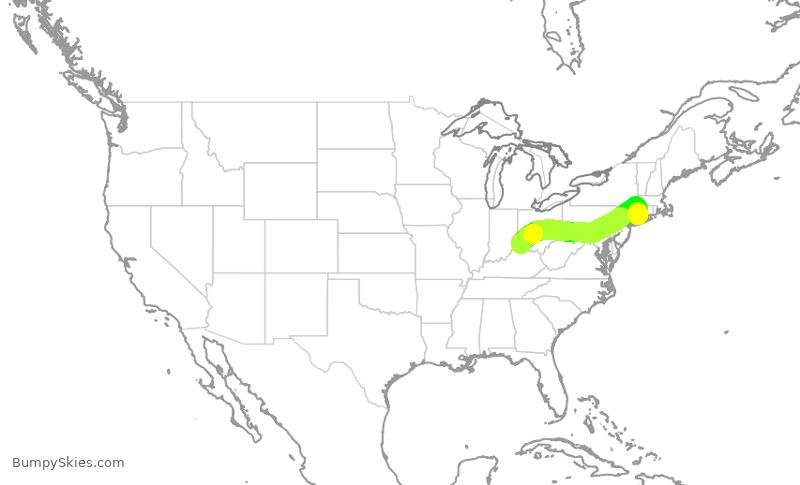 Turbulence forecast map for EJA601, BDR to LUK