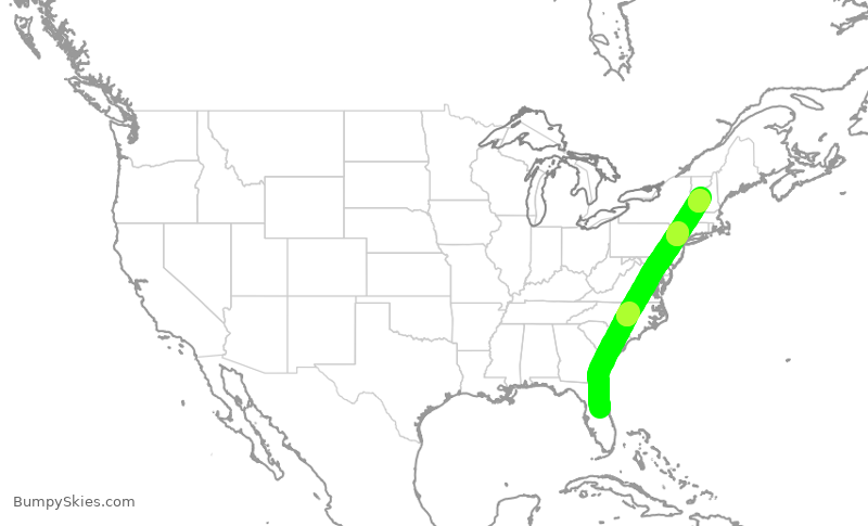 Turbulence forecast map for EJA603, ORL to LEB