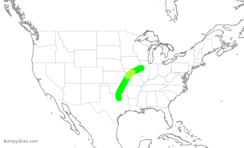 Turbulence forecast map for EJA605, ADS to PIA