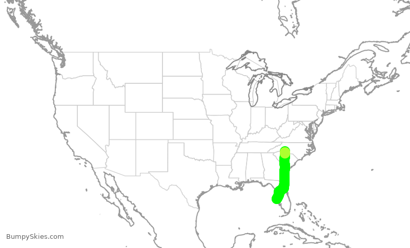 Turbulence forecast map for EJA615, CLT to SRQ