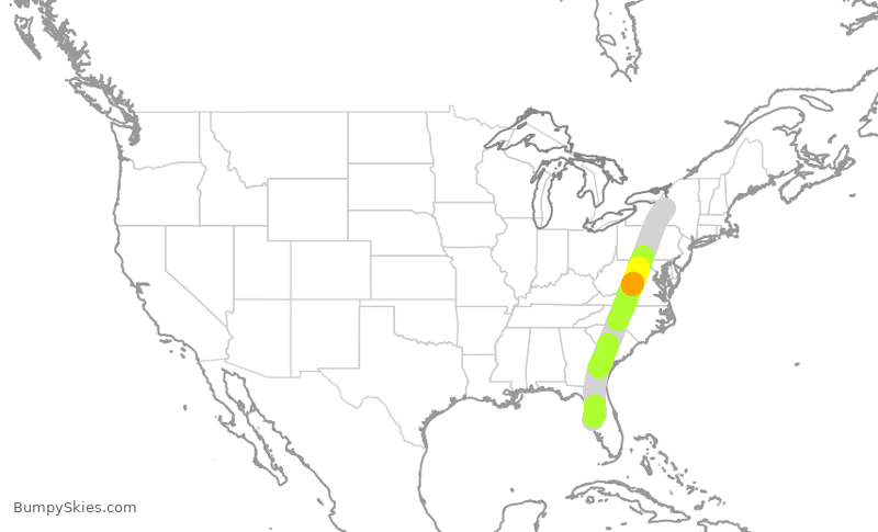 Turbulence forecast map for EJA624, SYR to TPA