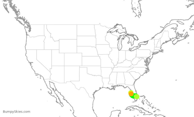 Turbulence forecast map for EJA624, TPA to BCT