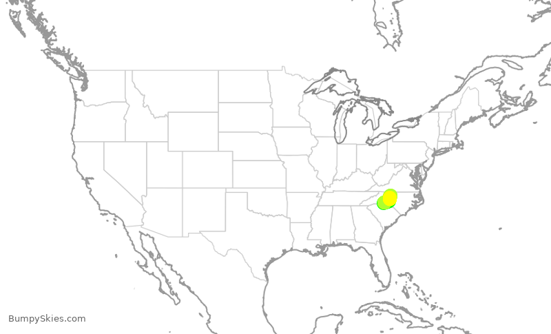 Turbulence forecast map for EJA625, CLT to GSO