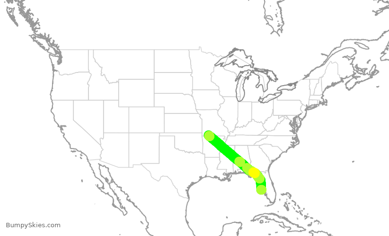 Turbulence forecast map for EJA626, SRQ to BKG