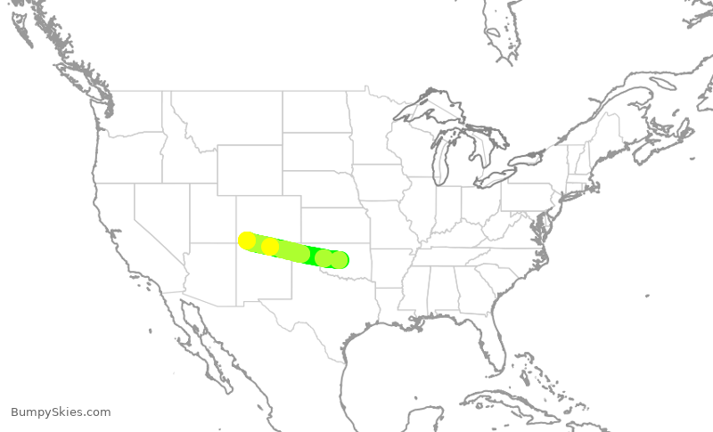 Turbulence forecast map for EJA627, OKC to DRO