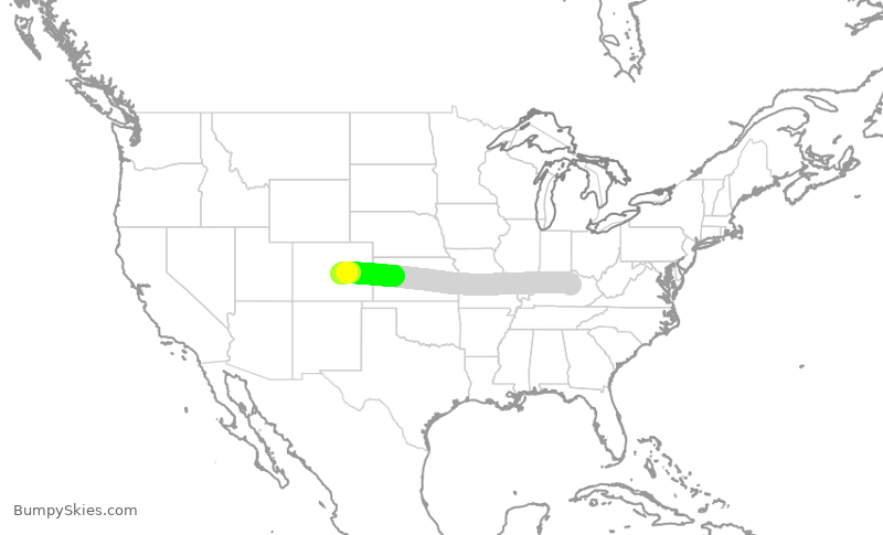 Turbulence forecast map for EJA645, LEX to COS