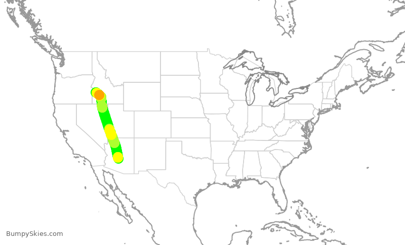 Turbulence forecast map for EJA650, SCF to BOI