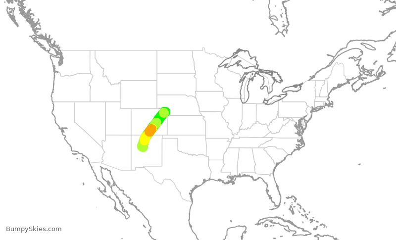 Turbulence forecast map for EJA653, KHEQ to ABQ