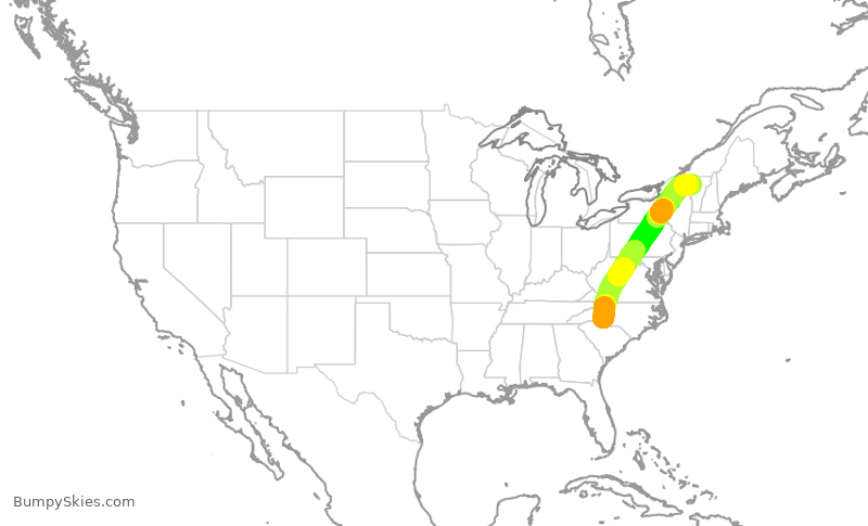 Turbulence forecast map for EJA659, CLT to BTV